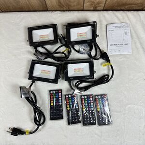 Onforu G20RGB 4 Pack 20W RGB LED Flood Lights Remotes IP66 NEW Open Box Tested
